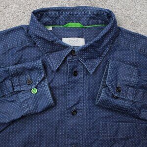 ETON Shirt Mens Large, 16 1/2, 42 Blue Geometric AOP Slim Fit Long Sleeve Cotton